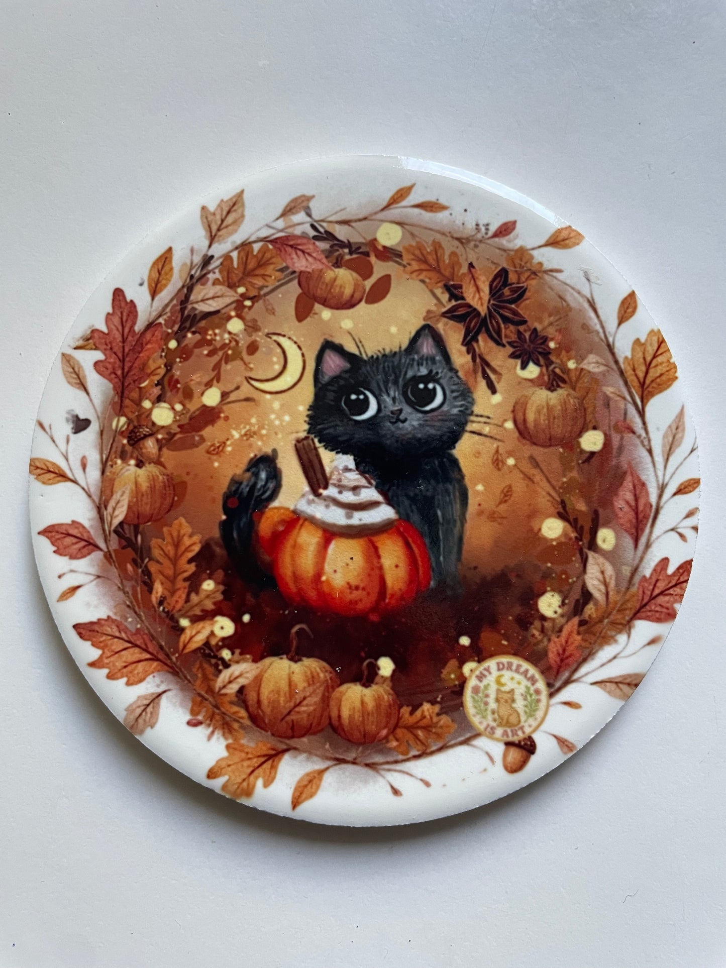 Sous tasse en céramique chat noir