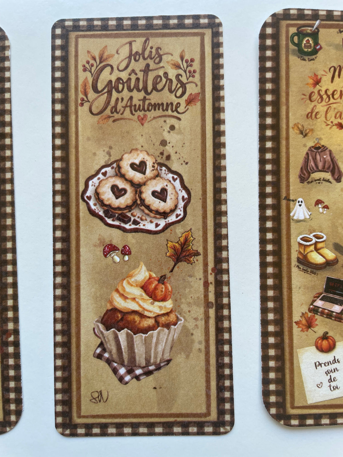 Lot de 3 marques-pages goûters d’automne et essentiels