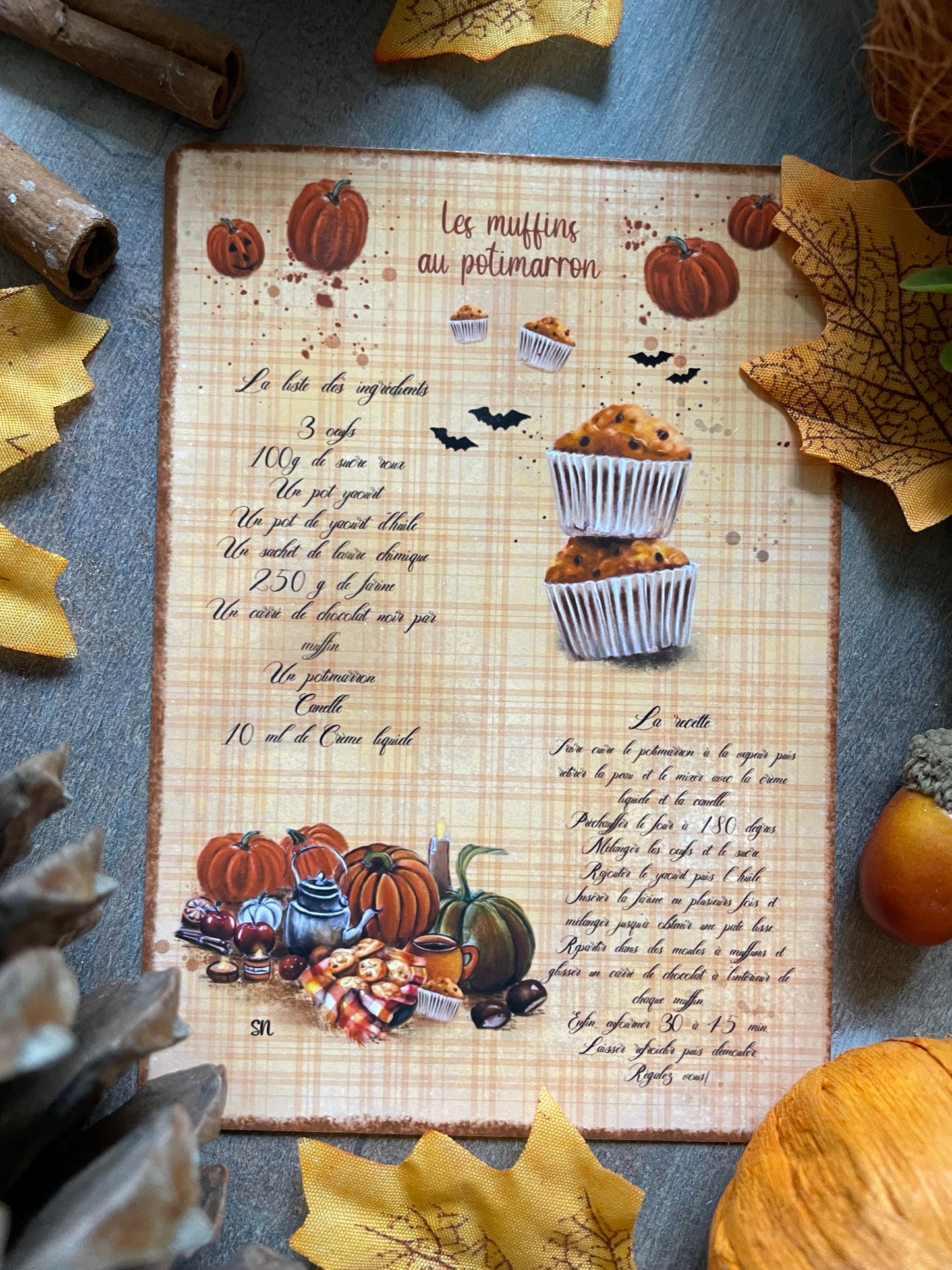 carte de la recette des muffins au potimarron