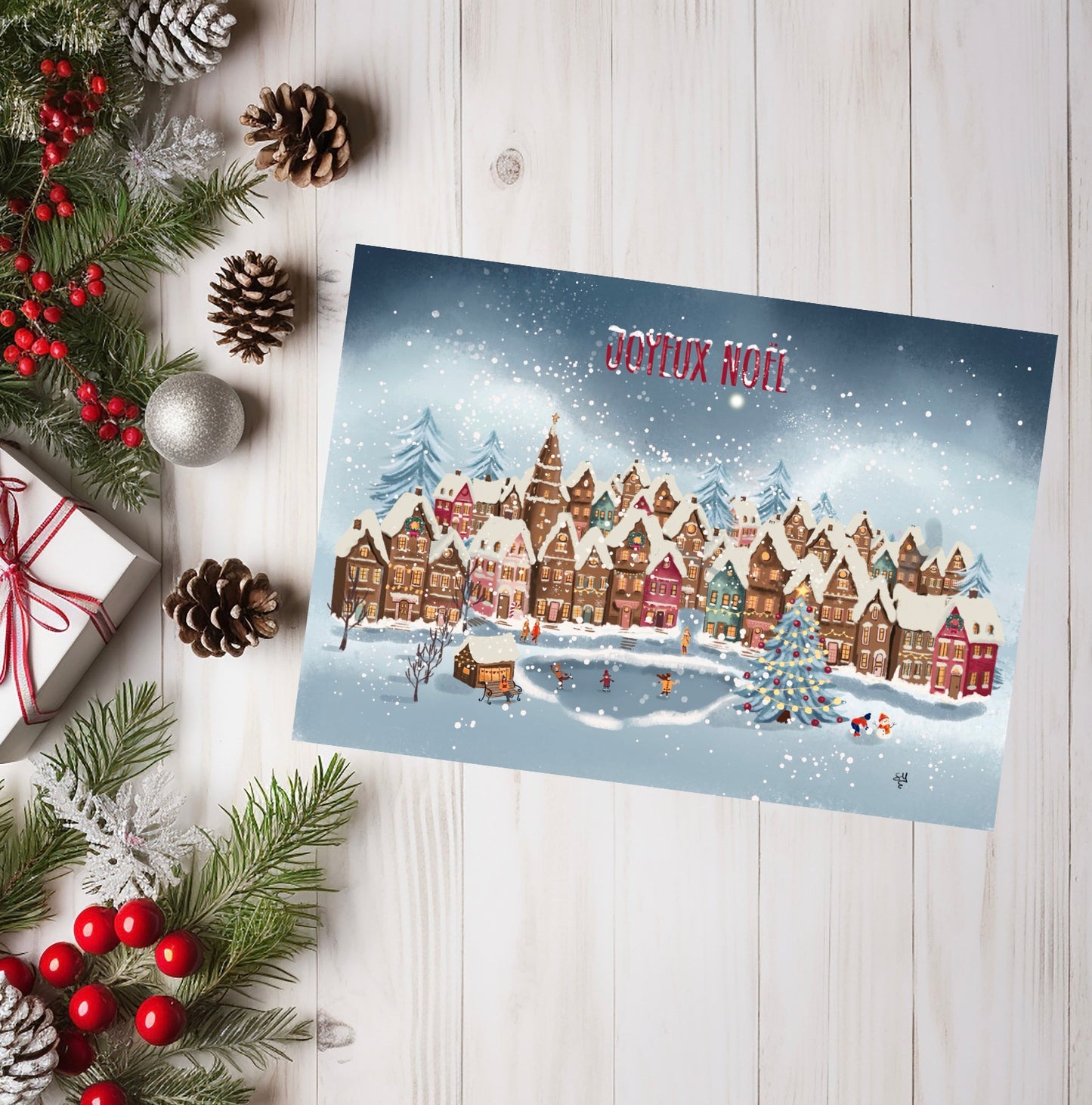 Carte village de Noël