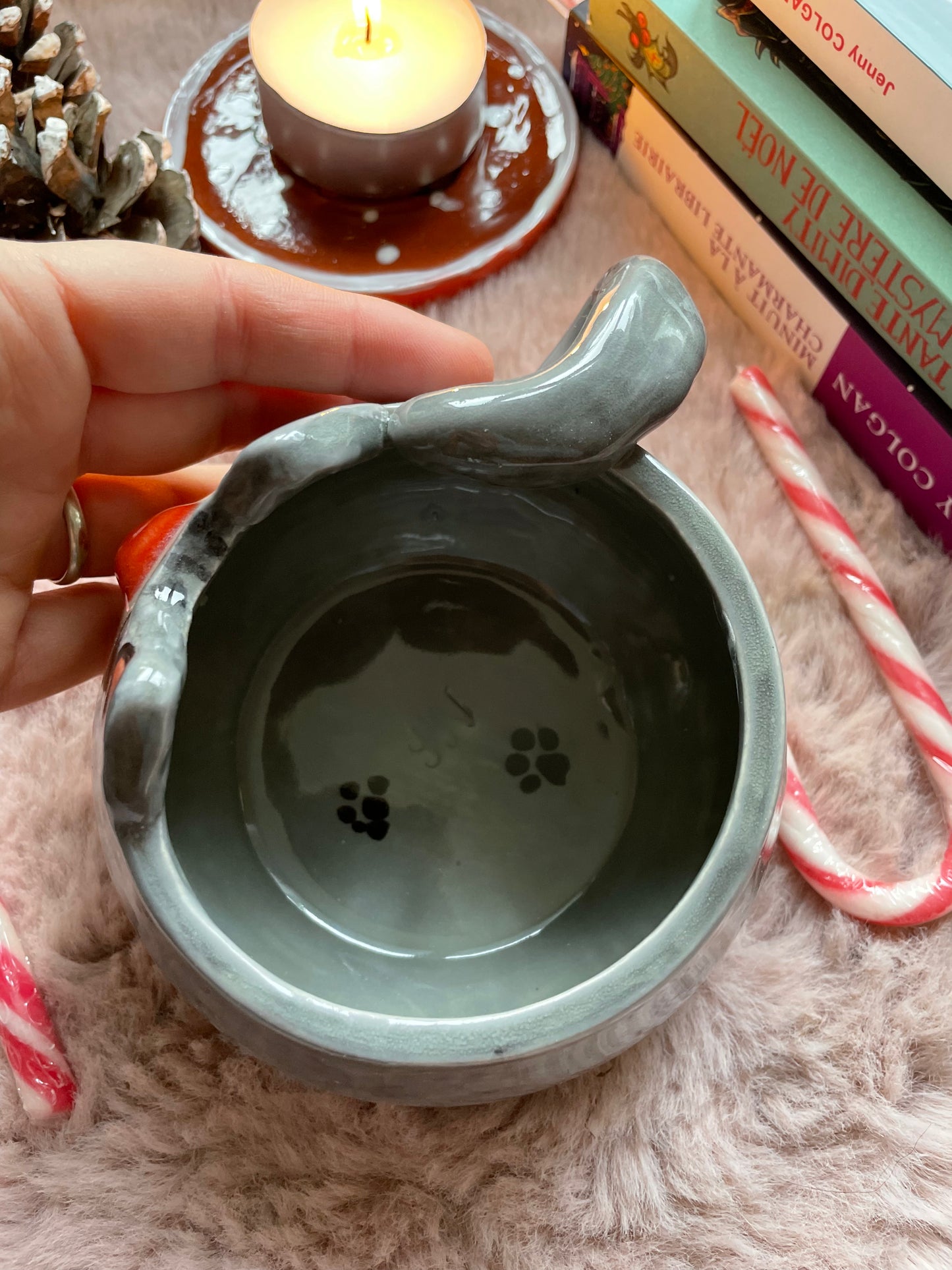 Tasse tête chat gris